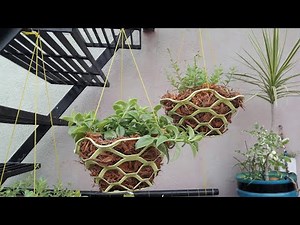 How to make beautiful hanging basket / out of coconut fiber.....