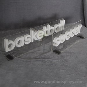 [Hot Item] Custom Clear Logo Print Engraved Acrylic Logo Blocks with White PVC Foam Logo Letters