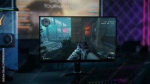 Defusing Bomb To Complete Mission In Digital Entertainment Video Game. Military Shooter Digital Entertainment. Army Combat Game. Playing Computer Game. Mission Victory. Digital Entertainment Animation