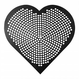 LloydPans Quik-Disks 16" x 16" Perforated Hard Coat Anodized Aluminum Heart Pizza Disk with Pre Seasoned Tuff-Kote® Finish QD40-HEART-16X16-PSTK