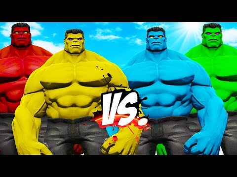 RED HULK & YELLOW HULK VS BLUE HULK & GREEN HULK - EPIC SUPERHEROES WAR