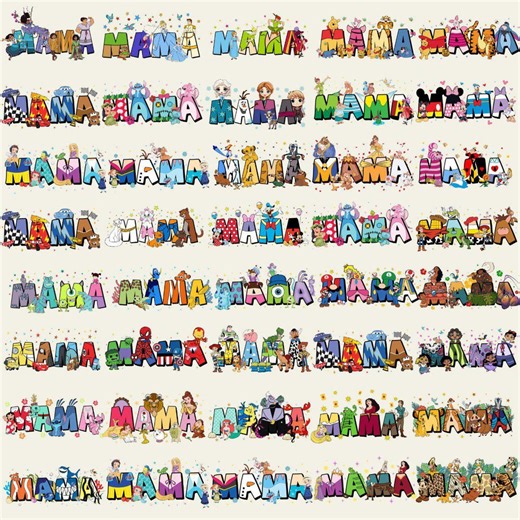 Mama Characters Bundle PNG – Cute Cartoon Mama Name Designs, Mother’s Day Digital Download - Etsy