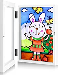 Kids Art Frame, Kids Art Frames Front Opening Holds 50,kids Artwork A4 Picture Frames Changeable,Kids Art Display Frame,Artwork Display Storage Frames for Children Drawing Crafting (1pcs white)