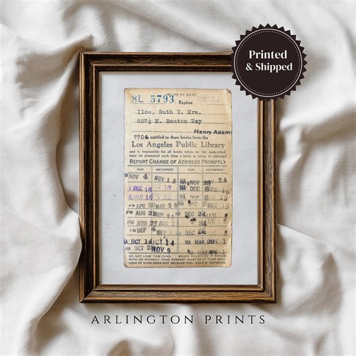 Vintage Library Card Print, UNFRAMED Antique Book Checkout Art, Mailed Print, Nostalgic Literary Wall Decor, - Etsy