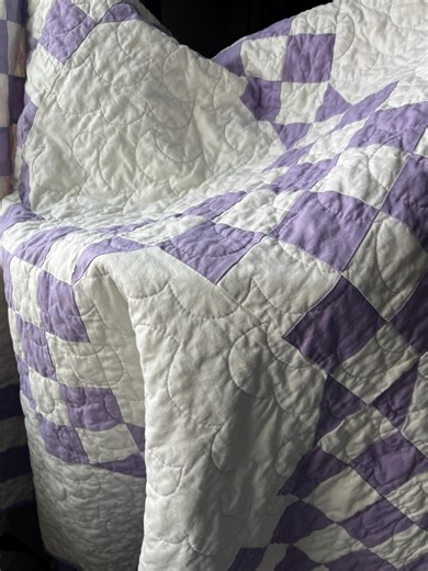 Handmade Purple & White Throw Quilt – Modern Double Irish Chain - Etsy