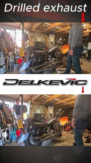 Delkevic exhaust vs drilled exhaust sound test on Yamaha XVS 1100 V-Star