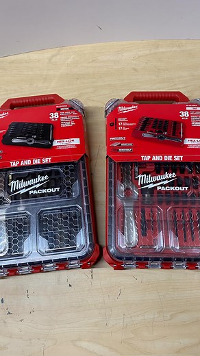 The MILWAUKEE 38-Piece Tap & Die PACKOUT Sets (SAE and Metric) include precision machined threading accessories and the most versatile Hex-LOK 2-in-1 Handle for the most common applications. The sets feature straight-flute taps and 1” hex dies with long-lasting laser-etched sizing for the clearest markings and includes a protective Black Oxide coating for corrosion resistance. The Hex-LOK 2-in-1 Handle combines the benefit of both internal and external threading within one handle by its compatib