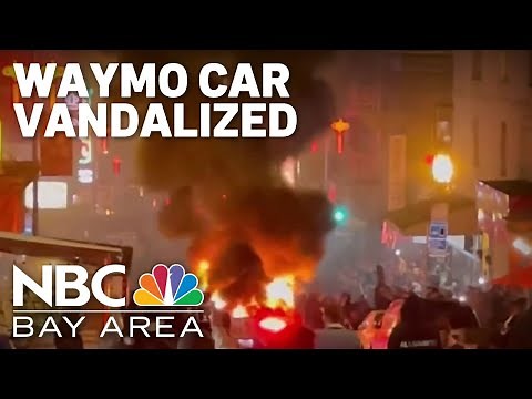 Waymo driverless car vandalized, set on fire in San Francisco's Chinatown