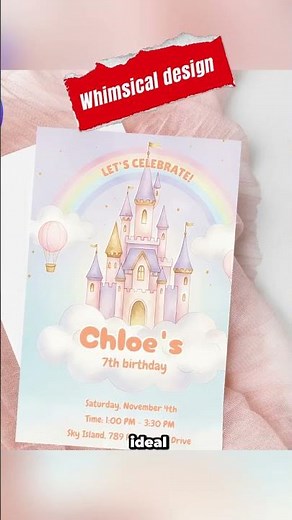 Editable Sky Castle Birthday Invitation