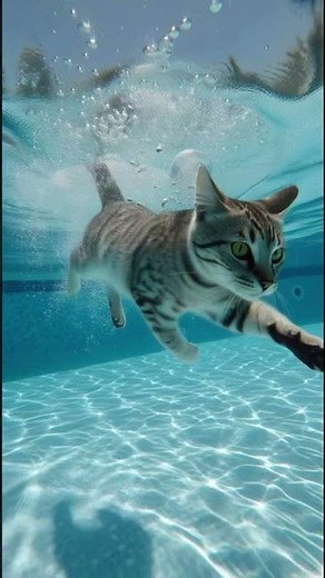 This Cat Can Actually Swim🐱 #cat #aicat