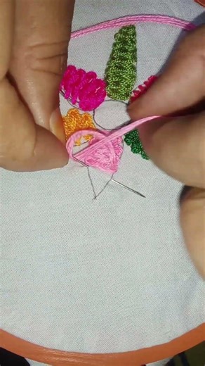 Beautiful sewing leaf hand embroidery design #handembroidery #shortsvideo #stitching