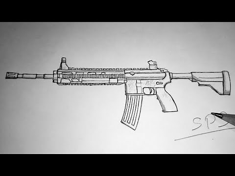How to draw M416 gun ll ballpoint sketch