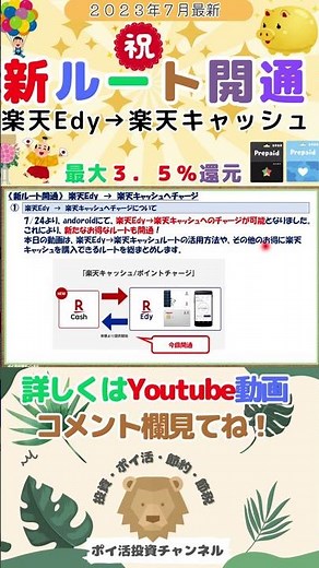 New Route Opens! Charge Rakuten Edy to Rakuten Cash. Up to 3.5% Rebate (ANA PAY/FamiPay/MIXI M/WA...