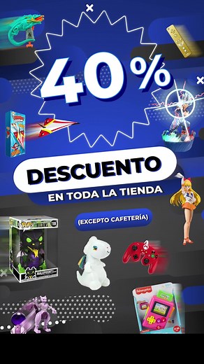 🎉🥳¡Disfruta nuestras promociones de Aniversario! 🥳🎉 Este 23 y 24 de noviembre celebraremos a lo grande. Preparamos una serie de promociones para que las aproveches durante nuestro Evento de Aniversario. ¡Te invitamos a conocerlas! 🏷️ 40% de descuento en toda la tienda (excepto Cafetería). 🏷️ Dodge Pass en $200. Si en tu compra mínima consumes al menos $650 en nuestra Cafetería. 🏷️ Compra $800 en Cafetería y te regalamos un Funko sorpresa. 🏷️ 3 Funko x $600. 🏷️ Obtén un 5% de descuento e