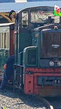 "Upnor Castle" Diesel Locomotive Connecting to Train Carriages -Ffestiniog & Welsh Highland Railways