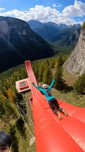 Perfect jump slide off the cliff 🤯 #cliff #adrenaline #shorts