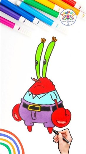 How to Draw SpongeBob | Draw Spongebob Sad Mr. Krabs Easy 🌈🍍 #spongebob #draw #short #sad