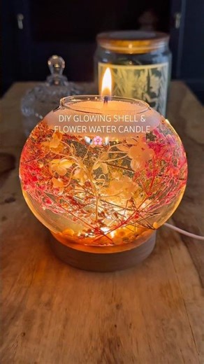 DIY glowing shell & flower water candle 🐚🌸🕯️#candlemaking #watercandle #diycandle #dopaminedecor