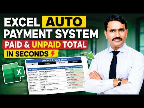 Excel Auto Payment System | Paid & Unpaid Total in Seconds ⚡Free MS Excel Course
