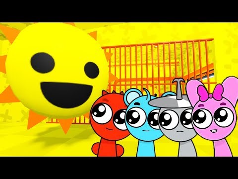 Sprunki Baby Raddy & Sky & Clukr & Pinki Played Sprunki Mr Sun Prison Escape Obby in ROBLOX