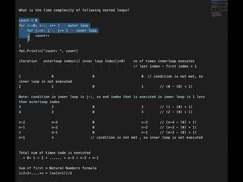 Part 2 - Time complexity of nested for loops when inner loop depends on outer loop variable