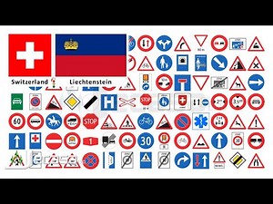 Traffic-Road Signs in Switzerland (Zurich, Geneva, Basel, Lausanne, Bern) and Liechtenstein (Schaan)