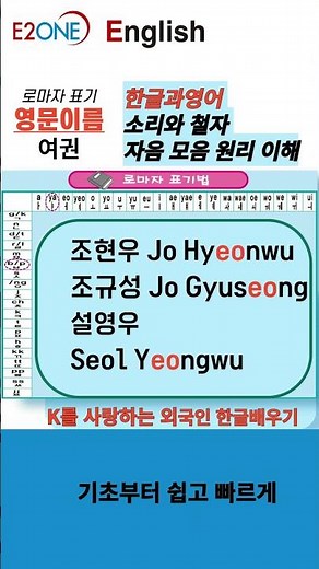 #영문이름#영어읽기#한글