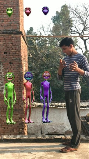 red, green, purple alien dancing and deepu sakha Correct headmatching gameMagical video #funny