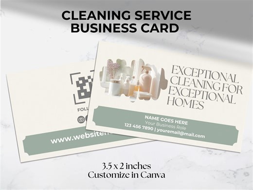 Cleaning Business Card, Custom Business Card, Modern Cleaning Marketing, Editable Cleaning Canva Template - Etsy