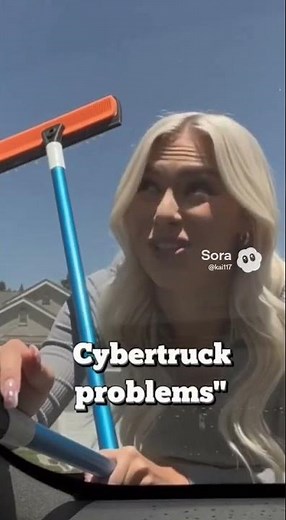 Cleaning cybertruck windshield #cybertruckfeatures #funny