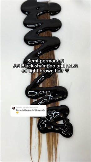 Semi-permanent jet black shampoo and mask on light brown hair 🖤