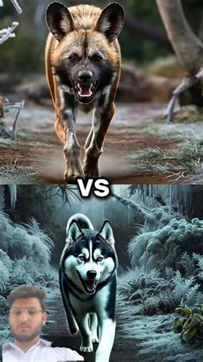 African wild dog vs labrador vs (Rottweiler, Husky, German Shepherd) Battle. #shortfeed #shorts #ai