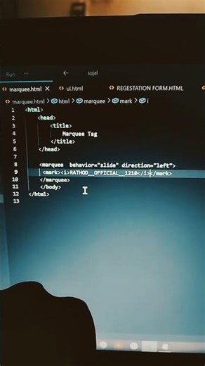 How to use marquee tag in html. scrolling text in html byy vscode.