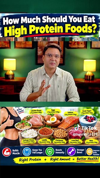 How Much Should You Eat ___ High Protein Foods. high protein foods, protein rich foods, daily protein intake, high protein diet, protein foods. #HighProteinFoods #ProteinRichFoods #HealthyDiet #foryou #fyp