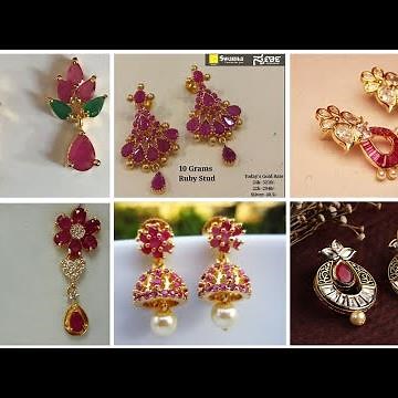 Top Trending And Classy Ruby Earrings/ Short and Long Length Gold Ruby Earrings Collection part 7
