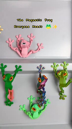  OMG… this little frog just STOLE the show on my fridge! 鱗 3D-printed + magnetic = pose it climbing, chilling, or just hanging out.  Friends can’t walk past without laughing — it’s the ultimate kitchen mood booster! ✨ Warning: you’ll never look at your fridge the same again. | Outisward/z | Facebook