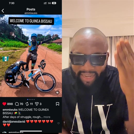 Meet the Nigerian Trailblazer Pedaling Across Africa for a Cause Our very own @emmiwuks is on a mission to inspire and support the less privileged, IDPs, and orphanages across Africa. On his 123rd day, he's currently rolling through Guinea Bissau, spreading hope and joy one pedal at a time. Let's rally behind this young Nigerian hero. Join us in wishing him a safe journey and let's support his efforts to make a difference in the lives of those who need it most. Follow his journey on Instagram an