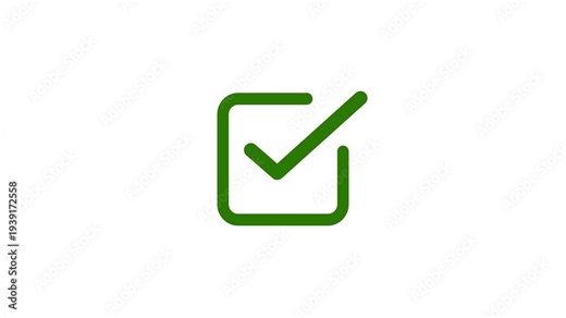 Green check mark on transparent background. Check mark symbol. approved tick mark icon, Check mark icon animation , right mark icon. check box, tick box 4k video