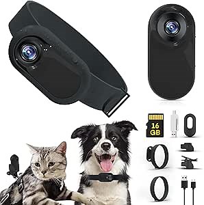 Cat Camera Collar, HD 1080P Wireless Dog Collar Camera with 16GB SD Card, Sport Action Camera Cat Collar Camera for Pet Supplies Video Records Camera for Cats Dogs Presents, Black