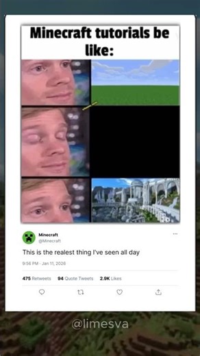 Minecraft tutorials be like: #minecraft #memes #gaming #minecraftmemes