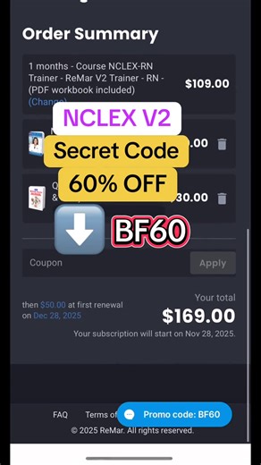 4.1K views · 12 reactions | Today Only: Secret Code for all NCLEX Training! Go to ReMarNurse.com and enjoy 60% savings on books, renewals, and NCLEX courses with code BF60! | ReMar Nurse | Facebook