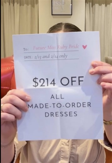 This is your official invite to be our valenbride 💌 Say YES to your wedding dress with us on 2/13 - 2/14 and save a sweet treat of $214 on your made to order gown!! 💞 This romantic gesture won’t last long! Say YES and book your appointment at the link in our bio 🫶🏼🫶🏽🫶🏾 XOXO, Miss Ruby 😘 #weddingdress #bridalboutique #2026wedding #2026bride