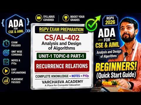 Introduction to Recurrence Relations 🔥 | ADA Unit-1 Topic-8 Part-1 | RGPV CSE & AIML