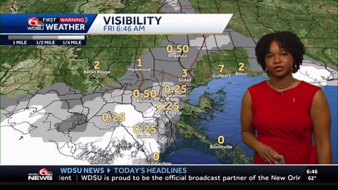 7 a.m. Louisiana Weather Update: Low visibility this morning then gradually clearing skies and warm