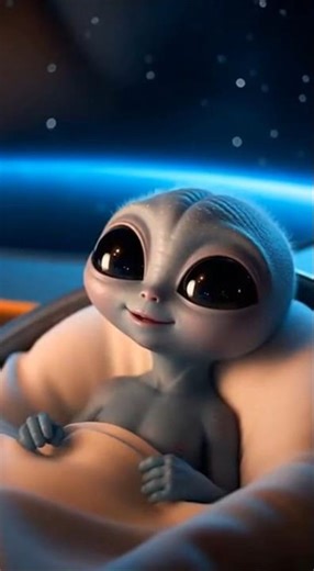 Cute alien baby in a space ship