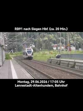 Ausfahrt des VIAS.RB91 nach Siegen Hbf. | Mit ca. 20 Minuten Verspätung! (Mo., 29.06.26 / 17:05 Uhr)