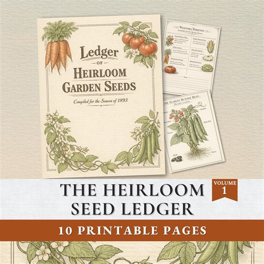 Heirloom Seed Ledger Printable – Victorian Garden Junk Journal Pages, Botanical Catalog Papers, Cottagecore Backgrounds - Etsy