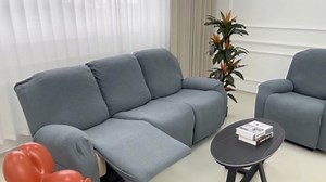 JIVINER 4-Piece Recliner Chair Covers Stretch Jacquard Covers for Reclining Chair Recliner Slipcovers for Living Room Soft Recliner Protector with Pocket (Recliner, Light Blue)