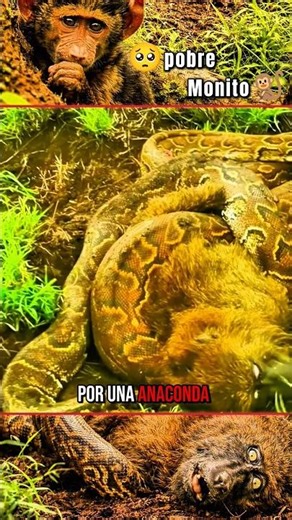 una anaconda se traga un mono 🙈 frente a su familia 🥺 #animals #animales #mono #anaconda #shorts