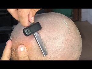Most attractive ASMR relaxing sound Head shave tutorial Zaibi Barber shop